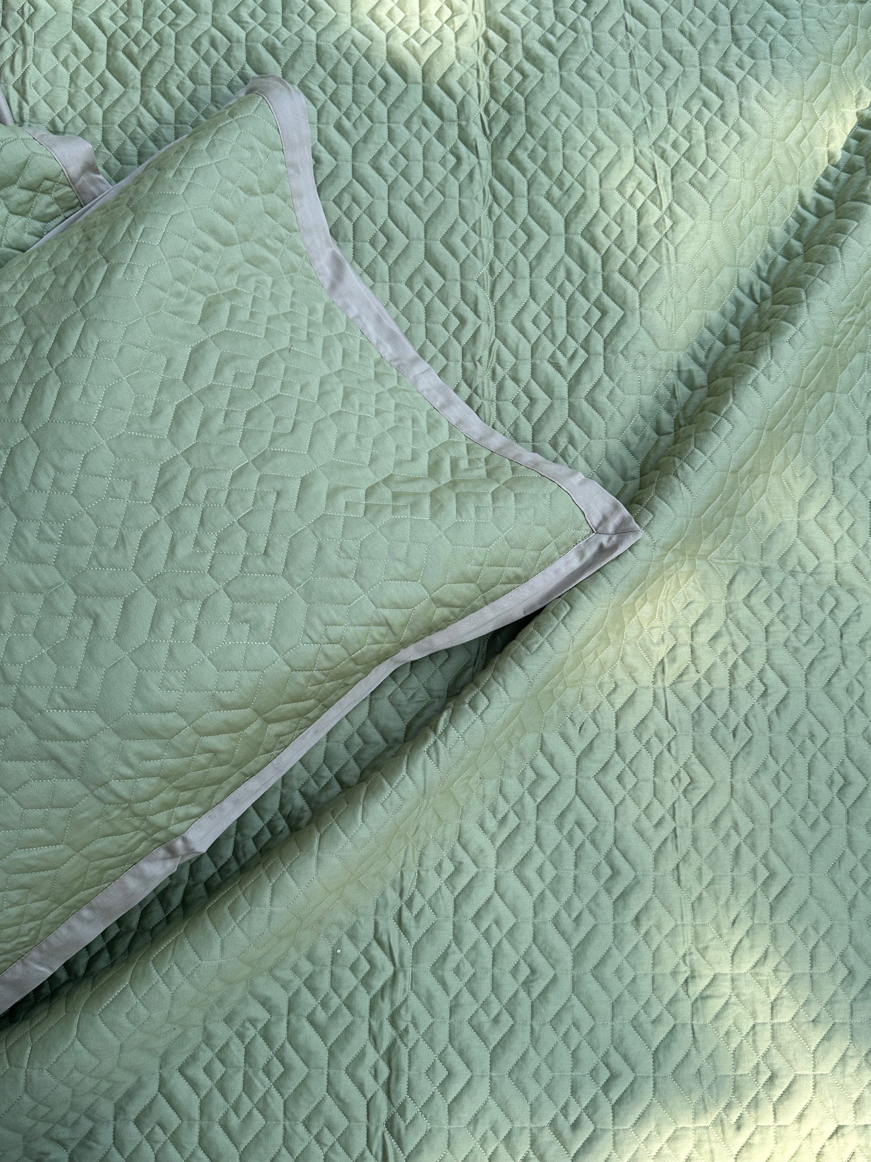 Sage Quilted Reversible Bedcover