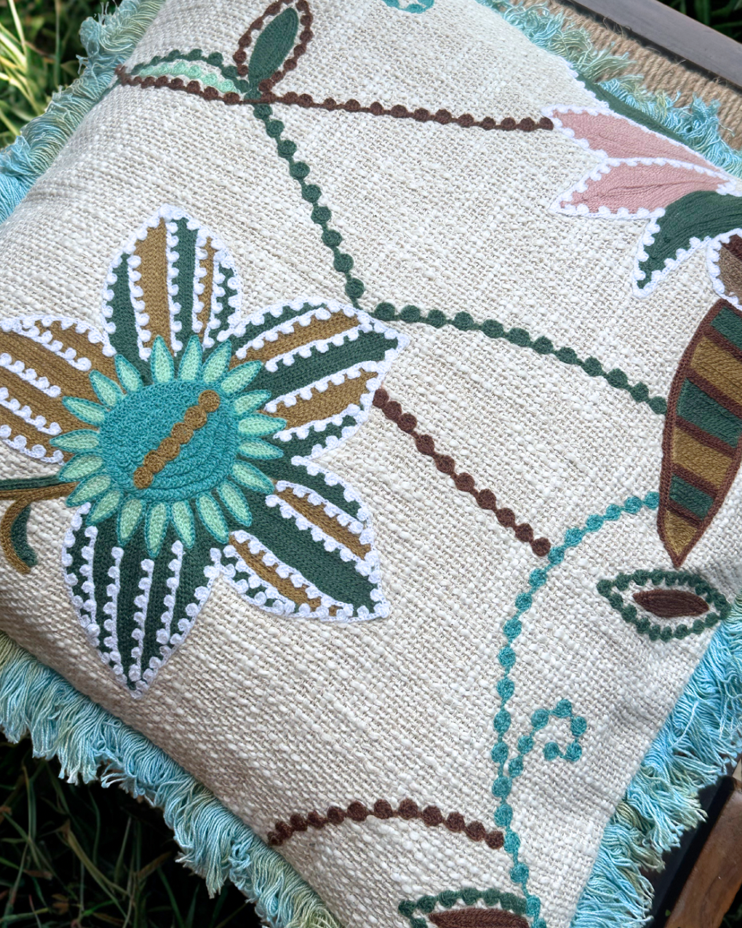 Turquoise Petal Cushion Cover