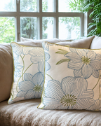 Blue Camellia Cushion Cover