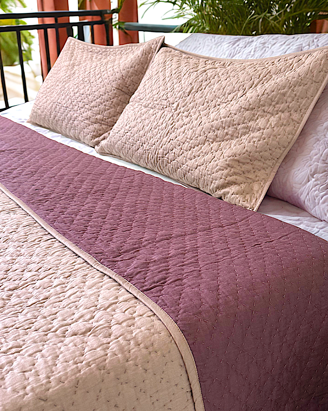 Dusky Rose Reversible Quilt Set