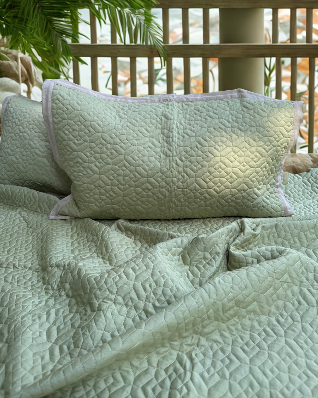 Sage Quilted Reversible Bedcover